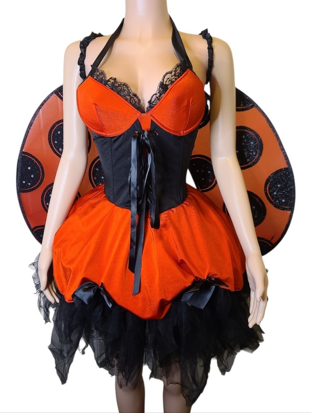 Y2K 2000s Adore Me Lingerie Corset Ladybug Dress Deluxe 5Pc Set S